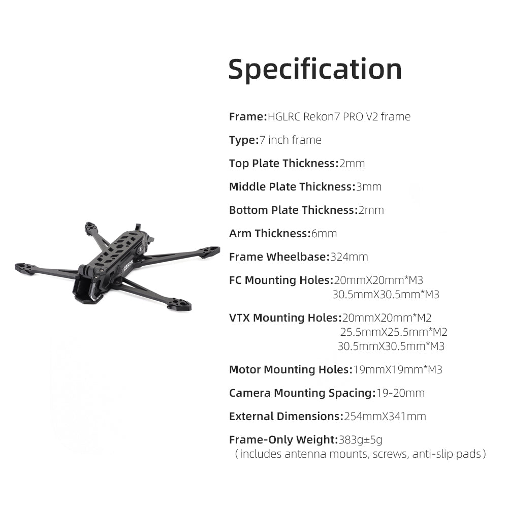 HGLRC Rekon7 PRO V2 7-inch long-range Frame Compatible With O4 – Rekon FPV