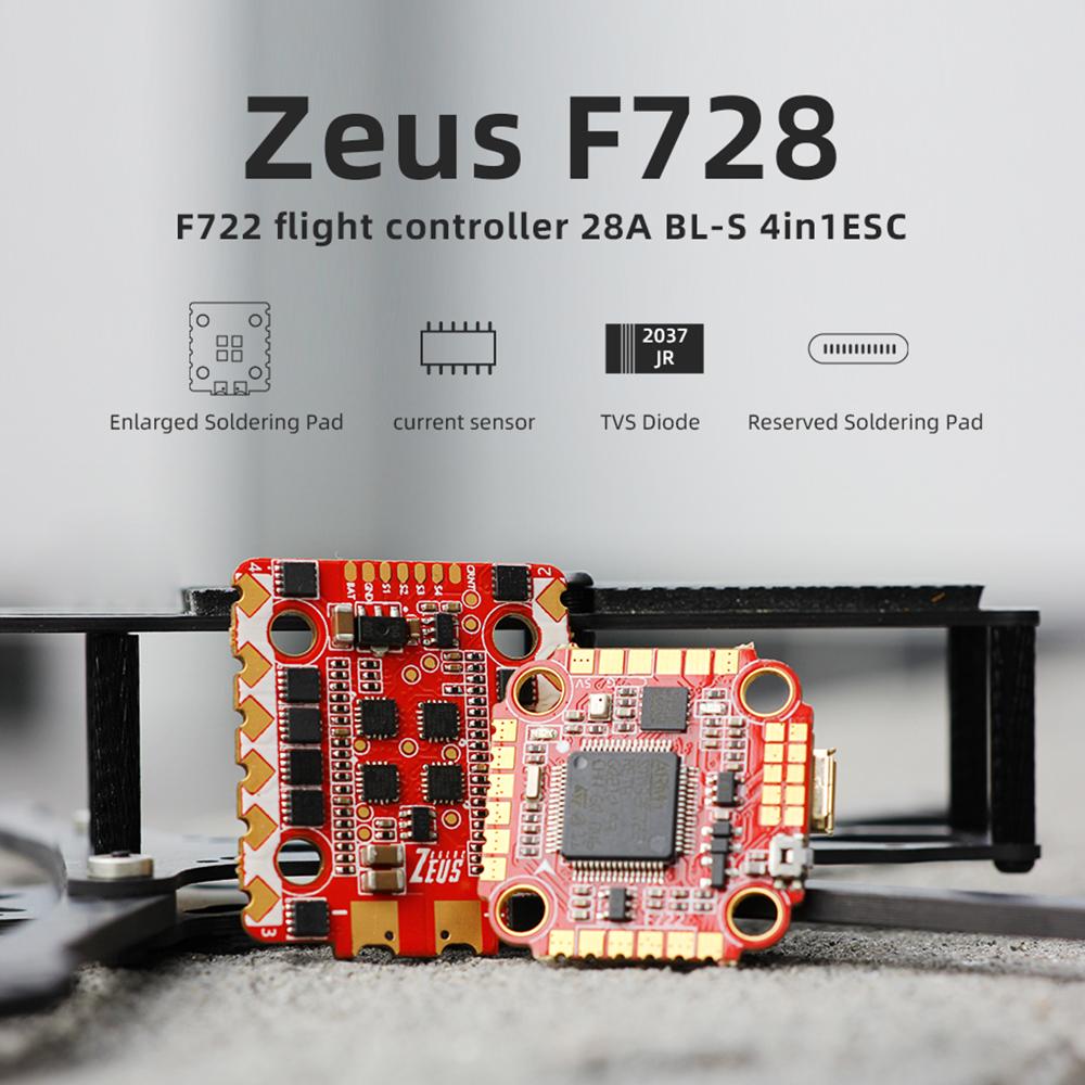 HGLRC ZeusF728 STACK FPV Racing Drone 3-6S F722 Flight Controller 28A BL_S 4in1 ESC Support I2C function
